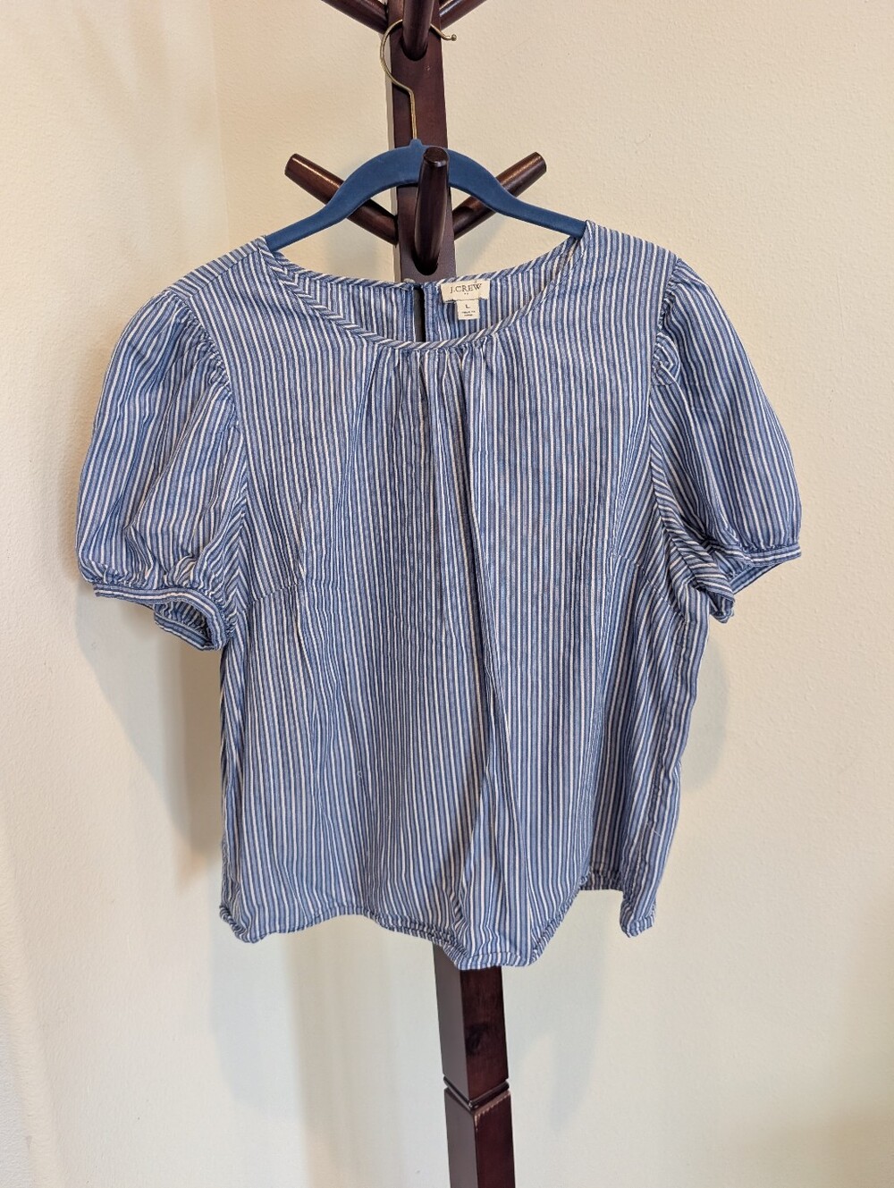 J Crew Cotton Blue Stripe Short Sleeve Two Top Bundle, Size L - Picture 15 of 16